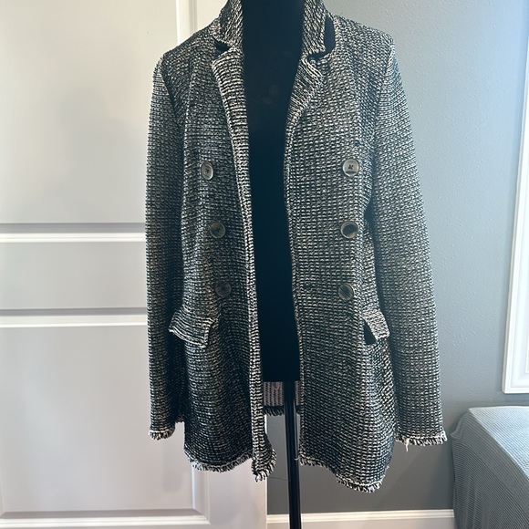Chico’s Sweater Jacket Blazer Cardigan. Black & White. Size 1 - Picture 2 of 6
